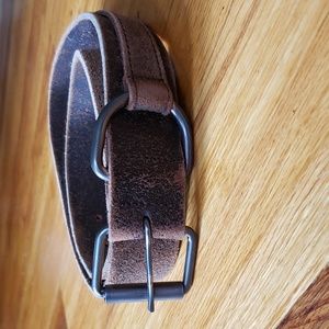 Vintage Distressed Brown Suede Leather Belt